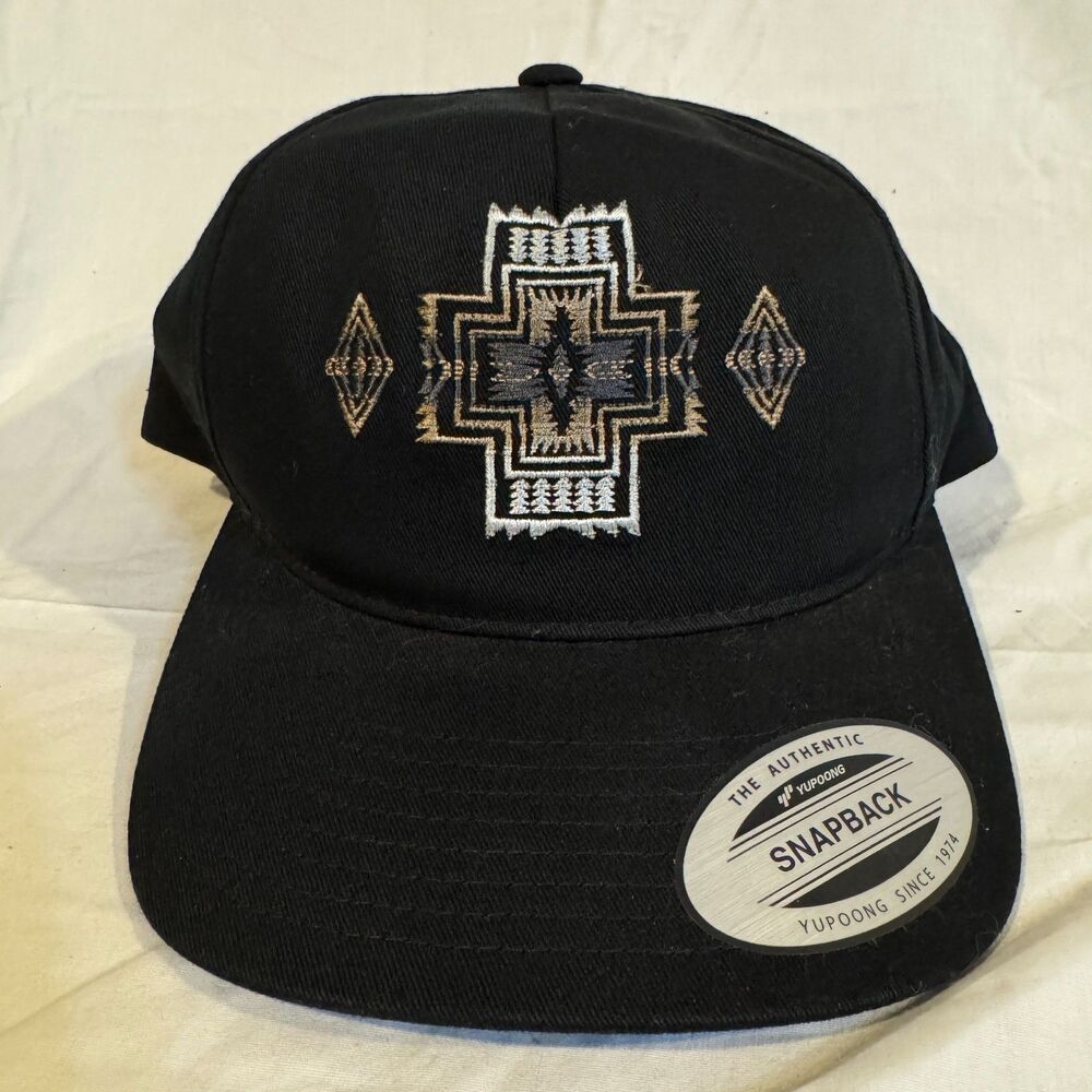 Pendleton Southwestern Embroidered Hat Yupoong The Classics Snapback Black Cap